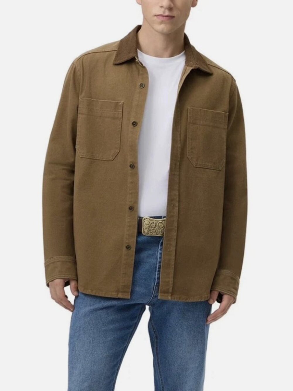 Frye Men's Denim Barn Shacket In Brown Size Medium NWT